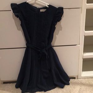 Flutter sleeve navy dress